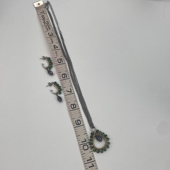 Big Sky Silver turquoise pine cone earring necklace set - Picture 8 of 9